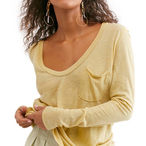 We The Free Betty Soft Yellow Long Sleeve Tee - Picture 3 of 3